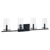 Thesis Jared 4 Light 32" Wide Vanity Light with Clear Glass Shades Matte Black