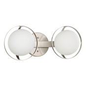 Thesis Parker 2 Light 16" Wide Vanity Light with Etched Opal Glass Shades Brushed Nickel