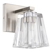 Thesis Valentin 1 Light 5" Wide Bathroom Sconce with Clear Pressed Glass Shade Brushed Nickel