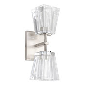 Thesis Valentin 2 Light 5" Wide Vanity Light with Clear Pressed Glass Shades Brushed Nickel
