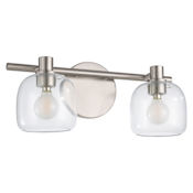 Thesis Valentina 2 Light 15" Wide Vanity Light with Clear Glass Shades Brushed Nickel