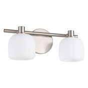 Thesis Valentina 2 Light 15" Wide Vanity Light with Etched Opal Glass Shades Brushed Nickel