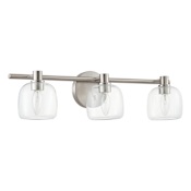 Thesis Valentina 3 Light 24" Wide Vanity Light with Clear Glass Shades Brushed Nickel