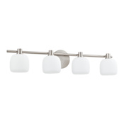 Thesis Valentina 4 Light 30" Wide Vanity Light with Etched Opal Glass Shades Brushed Nickel