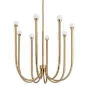 Thesis Dahlia 8 Light 28" Wide Chandelier with Opal Glass Shades Brass