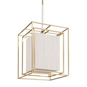 Thesis Abbey 4 Light 18" Wide Pendant with Cream Cotton Rope Shade Brass