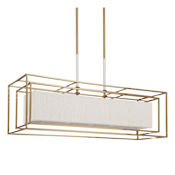 Thesis Abbey 5 Light 43" Wide Linear Chandelier with Cream Cotton Rope Shade Brass