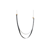 Thesis Ayers 1 Light 44" Wide 5CCT LED Chandelier with Black and Brown Faux Leather Champagne Gold