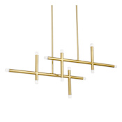 Thesis Manhattan 12 Light 48" Wide LED Linear Chandelier with Rotating Arms Brushed Gold