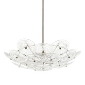 Thesis Avril 6 Light 30" Wide Chandelier with Clear Starburst Glass Shade Forged Bronze