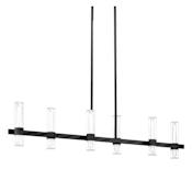 Thesis Ristretto 12 Light 50" Wide LED Linear Chandelier with Clear Ribbed and White Acrylic Shades Matte Black