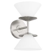 Thesis Tremolo 2 Light 7" Wide Vanity Light with Etched Opal Glass Brushed Nickel
