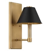 Thesis Mcgill 1 Light 13" Tall Wall Sconce with Matte Black and Gold Metal Shade Natural Brass