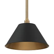 Thesis Mcgill 1 Light 16" Wide Pendant with Matte Black and Gold Metal Shade Natural Brass