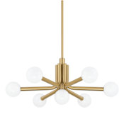 Thesis Stockholm 7 Light 29" Wide Chandelier with Opal Glass Shades Champagne Gold