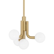Thesis Stockholm 4 Light 16" Wide Convertible Pendant with Opal Glass Shades Champagne Gold