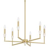 Thesis Montclair 6 Light 26" Wide Candle Style Chandelier Brushed Gold