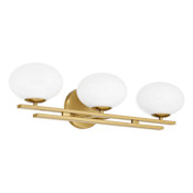 Thesis Julep 3 Light 24" Wide Vanity Light with Opal Glass Shades Brushed Gold