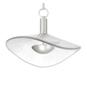 Thesis Novella 18" Wide LED Convertible Pendant with Clear Ribbed Glass Shade Polished Nickel