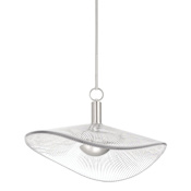 Thesis Novella 24" Wide LED Convertible Pendant with Clear Ribbed Glass Shade Polished Nickel