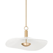 Thesis Novella 24" Wide LED Convertible Pendant with White Glazed Ceramic Shade Polished Gold