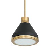 Thesis Doyle 1 Light 13" Wide Pendant with Matte Black Metal Shade Natural Brass