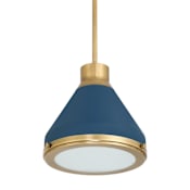 Thesis Doyle 1 Light 13" Wide Pendant with Matte Blue Metal Shade Natural Brass
