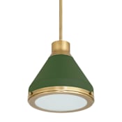 Thesis Doyle 1 Light 13" Wide Pendant with Matte Green Metal Shade Natural Brass