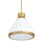 Thesis Doyle 1 Light 18" Wide Pendant with Matte White Metal Shade Natural Brass