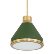 Thesis Doyle 1 Light 18" Wide Pendant with Matte Green Metal Shade Natural Brass