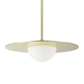 Thesis Solstice 16" Wide 5CCT LED Convertible Pendant with Opal Ribbed Glass Shade Polished Brass