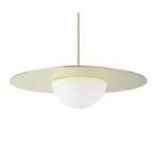 Thesis Solstice 22" Wide 5CCT LED Convertible Pendant with Opal Ribbed Glass Shade Polished Brass