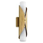 Thesis Crescendo 2 Light 18" Tall Wall Sconce with Alabaster Glass Natural Brass
