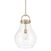 Thesis Mansfield 1 Light 12" Wide Pendant with Clear Glass Shade Champagne Gold