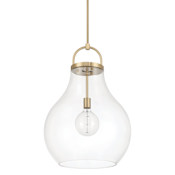 Thesis Mansfield 1 Light 18" Wide Pendant with Clear Glass Shade Champagne Gold