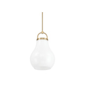 Thesis Mansfield 1 Light 12" Wide Pendant with Opal Glass Shade Champagne Gold