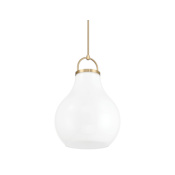 Thesis Mansfield 1 Light 18" Wide Pendant with Opal Glass Shade Champagne Gold
