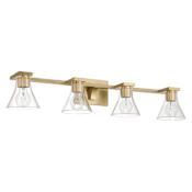 Thesis Gilford 4 Light 33" Wide Vanity Light with Clear Glass Shades Champagne Gold