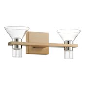 Thesis Blake 4 Light 17" Wide 5CCT LED Vanity Light with Clear and Clear Ribbed Glass Champagne Gold