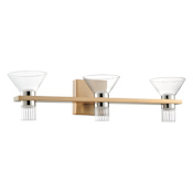 Thesis Blake 6 Light 26" Wide 5CCT LED Vanity Light with Clear and Clear Ribbed Glass Champagne Gold
