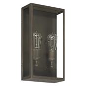 Thesis Hollis 2 Light 16" Tall Outdoor Wall Sconce with Clear Glass Blackened Brass