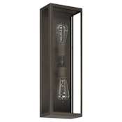 Thesis Hollis 2 Light 20" Tall Outdoor Wall Sconce with Clear Glass Blackened Brass