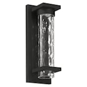 Thesis Lionel 14" Tall LED Outdoor Wall Sconce with Clear Water Glass Shade Textured Black