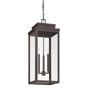 Thesis Hillside 3 Light 11" Wide Outdoor Pendant with Clear Glass Dark Bronze