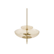 Thesis Fiorello 4 Light 21" Wide Convertible Pendant with Smoked Amber Glass Shades Brushed Gold