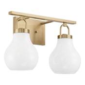 Thesis Mansfield 2 Light 16" Wide Vanity Light with Opal Glass Shades Champagne Gold