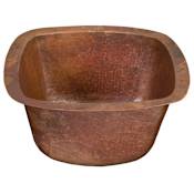 Thompson Traders 12" Drop In / Undermount Picasso II Square Flat Bottom Handcrafted Copper Sink from the Renovations Collection Fired Copper