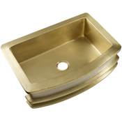 Thompson Traders Quintana 35" Farmhouse Single Basin Copper and Brass Kitchen Sink with Basket Strainer Brass / Burnished Nickel