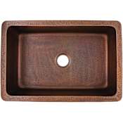 Thompson Traders Lucca 33" Single Basin Farmhouse Copper Kitchen Sink Medium Antique