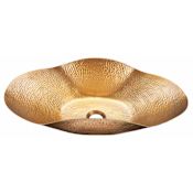 Thompson Traders 21" Drop In / Vessel Karma Wavy Rim Oval Handcrafted Copper Sink from the Limited Editions Collection Antique Satin Gold